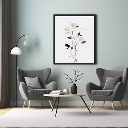 Blossom Dreams Floral Line Drawing Art  Flower Wall Art Print
