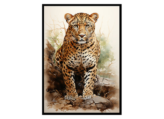 Leopard Elegance Safari Art Prints, Wildlife Art, Leopard Art Poster