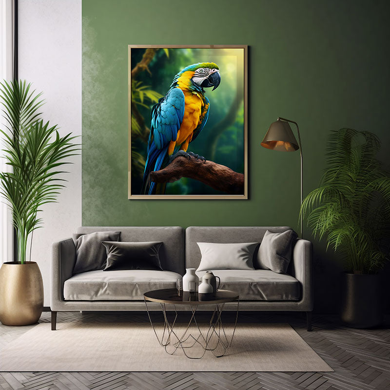 Macaw Parrot Jungle Bird Poster Wall Art Print Exotic Tropical Bird Print