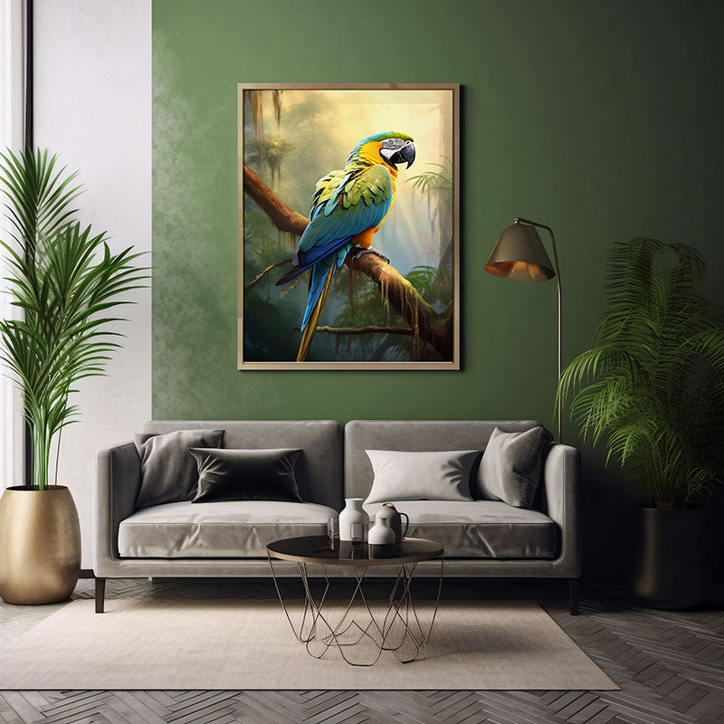 Macaw Parrot Jungle Bird Poster Wall Art Print Tropical Exotic Bird Poster