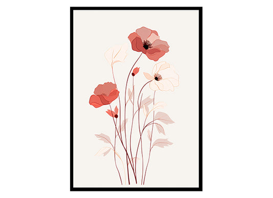 Nature Floral Art Posters Elegant Line Drawings, Flower Wall Art Decor