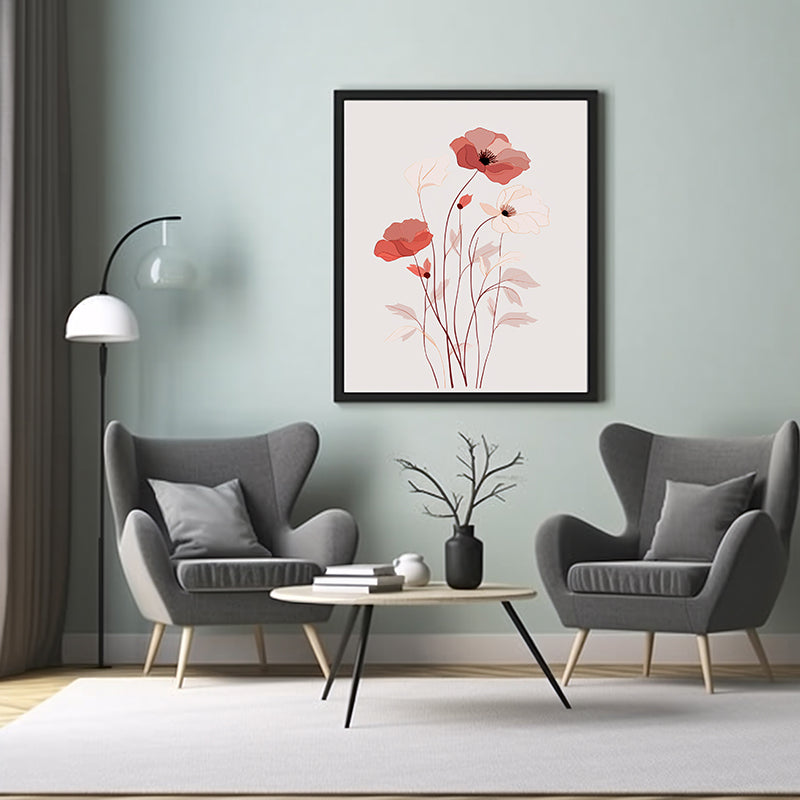 Nature Floral Art Posters Elegant Line Drawings, Flower Wall Art Decor