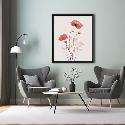Nature Floral Art Posters Elegant Line Drawings, Flower Wall Art Decor