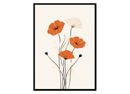 Chic Botanics Floral Line Drawings Nature-inspired Art, Flower Wall Art Decor 