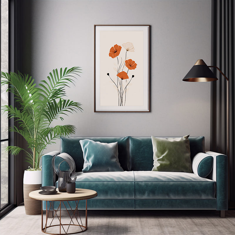 Chic Botanics Floral Line Drawings Nature-inspired Art, Flower Wall Art Decor 