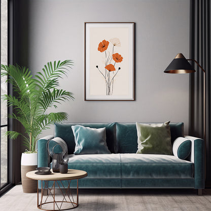 Chic Botanics Floral Line Drawings Nature-inspired Art, Flower Wall Art Decor 