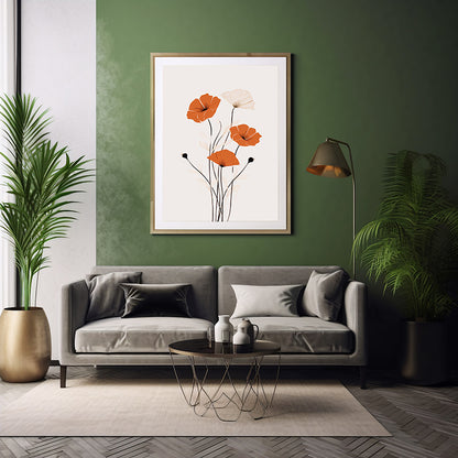 Chic Botanics Floral Line Drawings Nature-inspired Art, Flower Wall Art Decor 