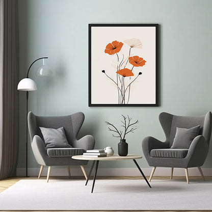 Chic Botanics Floral Line Drawings Nature-inspired Art, Flower Wall Art Decor 