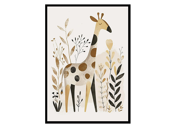 Nursery Art Illustration for a Giraffe Wall Art Decor Poster Print