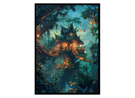Jungle Treehouse Adventure Wall Art Decor Poster Print