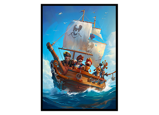 Pirate Ship Sailing Wall Art Decor Poster Print