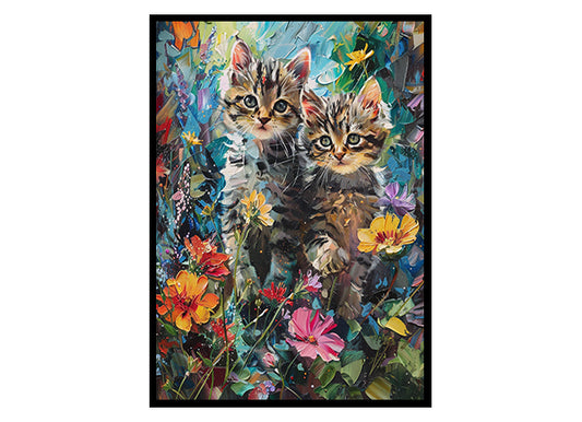 Kittens at Play in the Garden Wall Art Decor Poster Print
