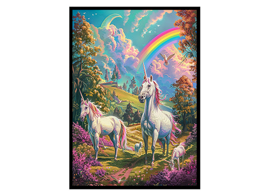 Rainbow and Unicorn Fantasy Wall Art Decor Poster Print