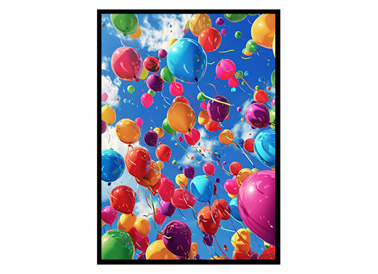 Colorful Balloons in Sky Wall Art Decor Poster Print