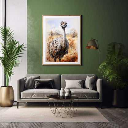 Feathered Beauty Ostrich Safari Prints, Wildlife Art, Ostrich Art Poster