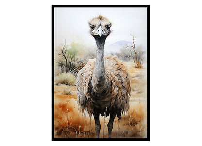 Ostrich Odyssey Safari Art Prints for Unique Wall Decor Poster