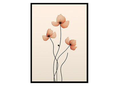  Poppy Flower Line Art Posters, Flower Wall Art Decor Print