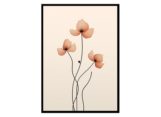  Poppy Flower Line Art Posters, Flower Wall Art Decor Print