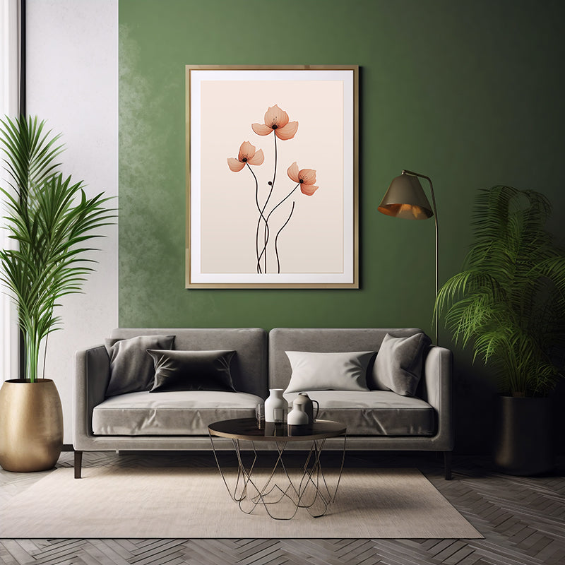  Poppy Flower Line Art Posters, Flower Wall Art Decor Print