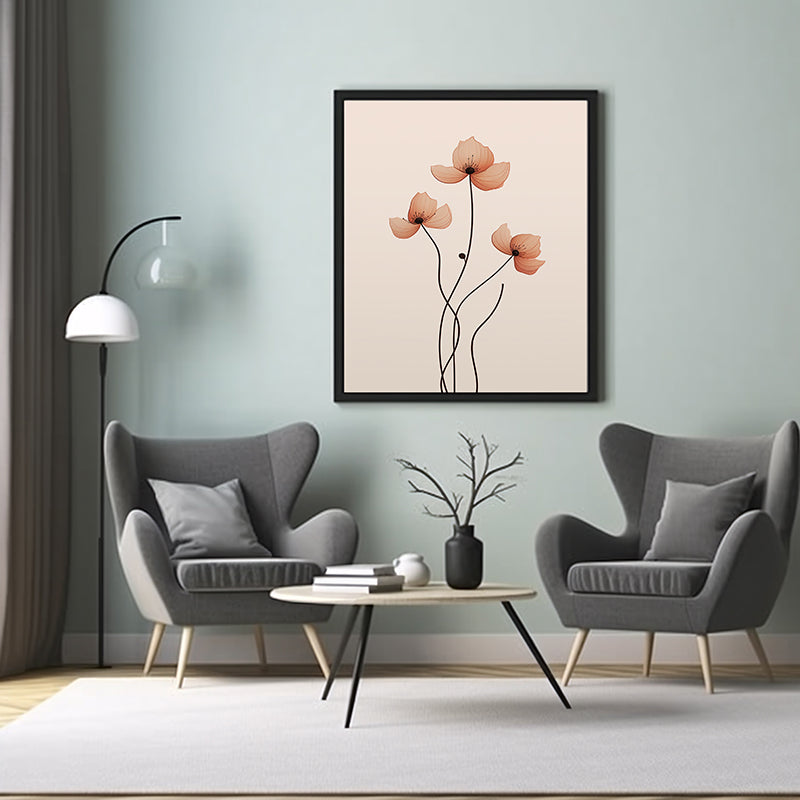  Poppy Flower Line Art Posters, Flower Wall Art Decor Print