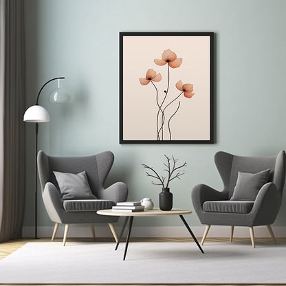  Poppy Flower Line Art Posters, Flower Wall Art Decor Print
