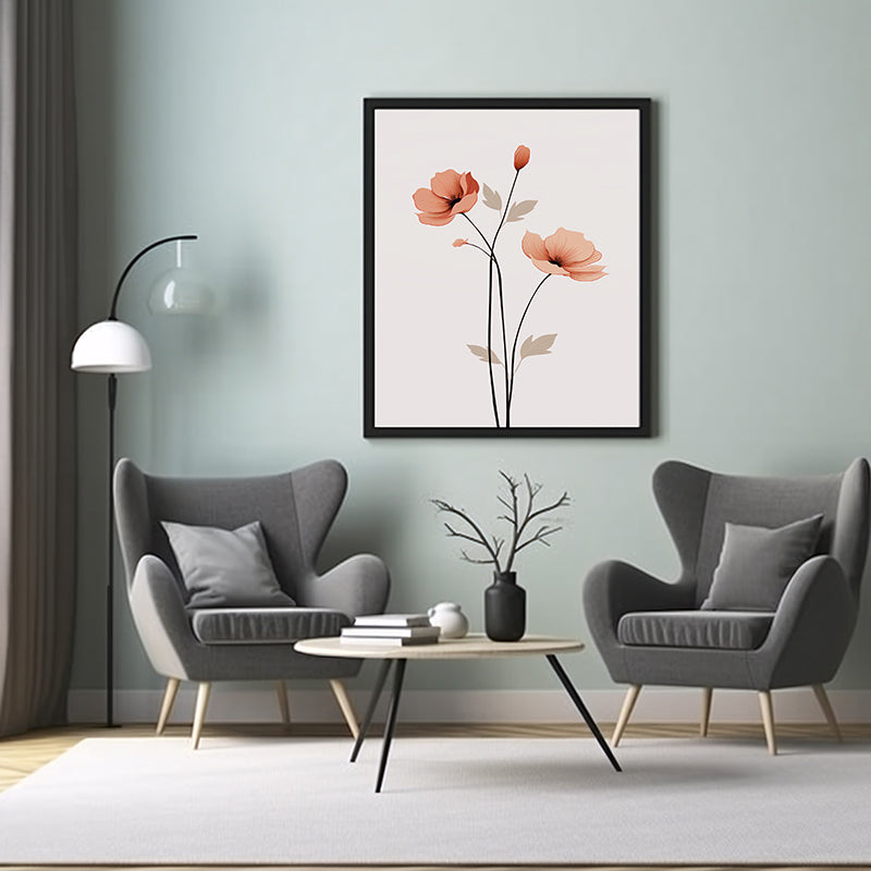 Poppies in Ink Line Art Posters Beauty of Poppy Flowers, Flower Wall Art Decor Print