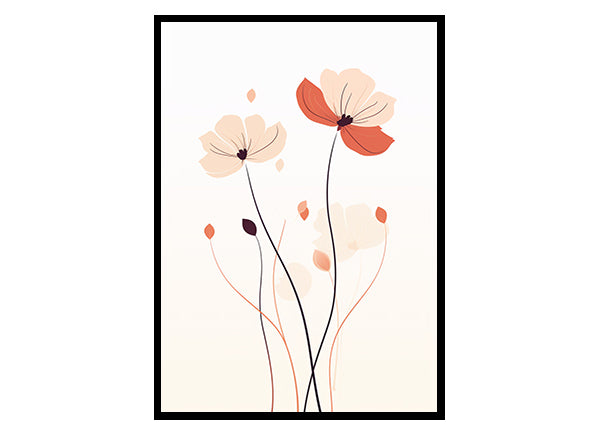Poppies Line Art Posters Poppy Flowers, Flower Wall Art Decor Print