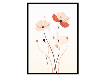 Poppies Line Art Posters Poppy Flowers, Flower Wall Art Decor Print