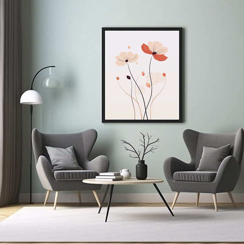 Poppies Line Art Posters Poppy Flowers, Flower Wall Art Decor Print