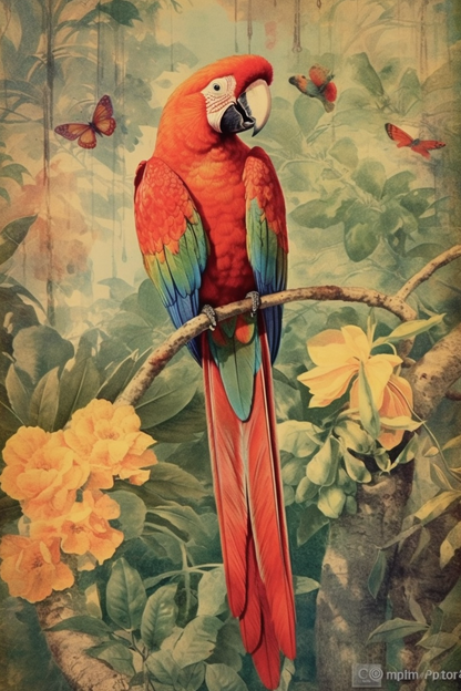 Parrot Bird Print, Bird Poster, Bird Wall Art,  Jungle Art Print, Parrot Poster
