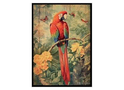 Parrot Bird Print, Bird Poster, Bird Wall Art, Coloured Parrot, Parrot Poster