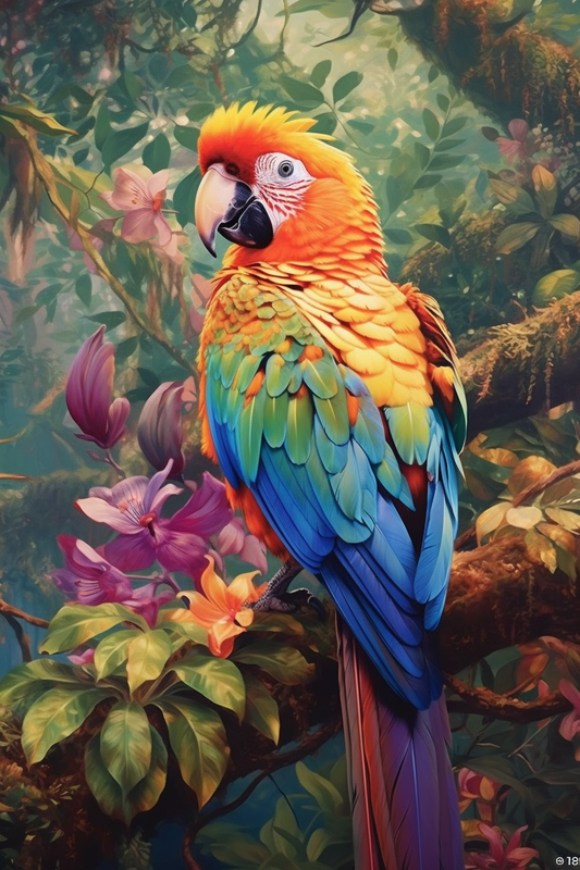 Parrot Bird Print, Bird Poster, Bird Wall Art, Tropical Jungle, Parrot Poster