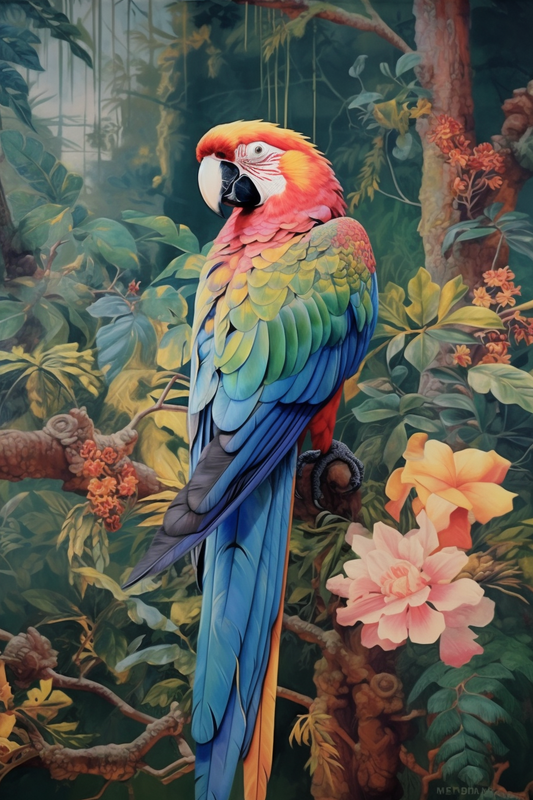 Parrot Bird Print, Bird Poster, Bird Wall Art, Tropical Print, Parrot Poster