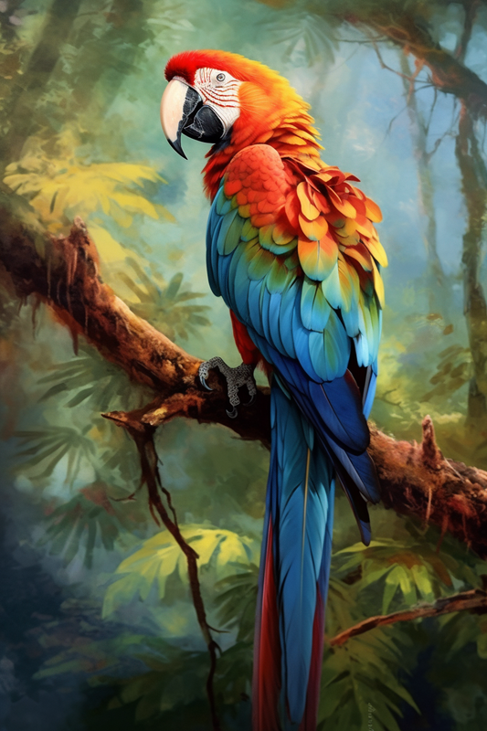 Parrot Bird Print, Bird Poster, Bird Wall Art,  Jungle Art, Parrot Poster
