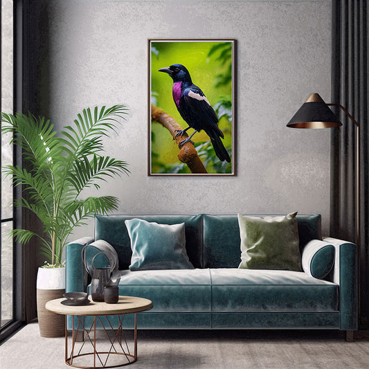 Tropical Fruitcrow Bird Jungle Bird Print Wall Art Decor Tropical Bird Art