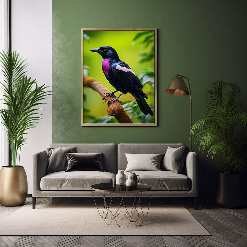 Tropical Fruitcrow Bird Jungle Bird Print Wall Art Decor Tropical Bird Art