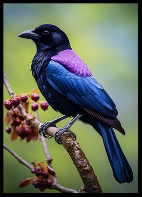Tropical Fruitcrow Bird Jungle Bird Print Wall Art Decor Exotic Bird Art
