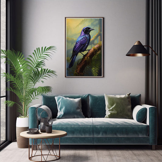 Tropical Fruitcrow Bird Jungle Bird Poster Wall Art Decor Exotic Bird Art