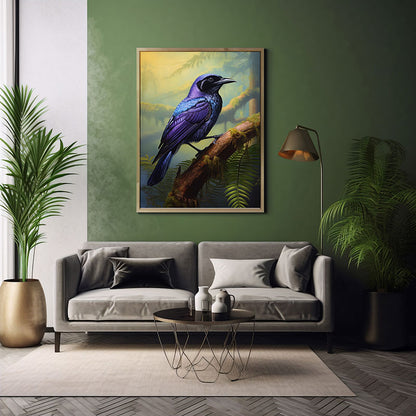Tropical Fruitcrow Bird Jungle Bird Poster Wall Art Decor Exotic Bird Art