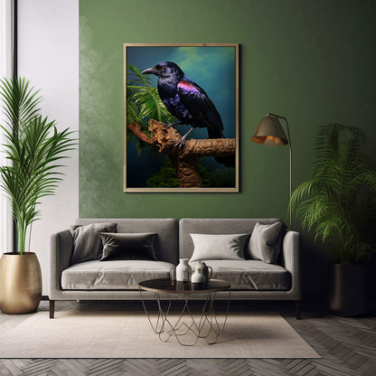 Tropical Fruitcrow Bird Jungle Bird Art Wall Art Decor Exotic Bird Print