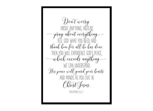 "Philippians 4:6-7, Don't Worry About Anything" Bible Verse Poster Print