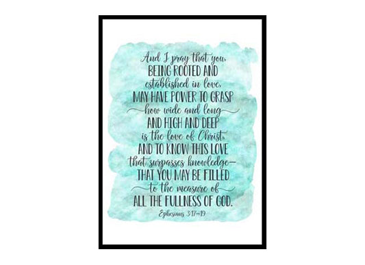 "Rooted and Established In Love, Ephesians 3:17-19" Bible Verse Poster Print