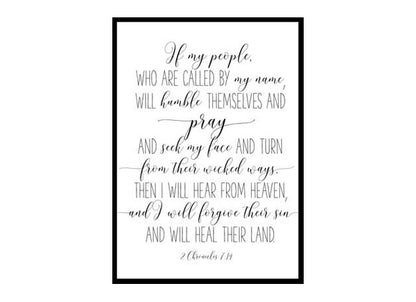 "2 Chronicles 7:14 If My People Who Are Called By My Name" Bible Verse Poster Print