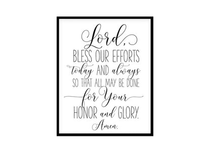 "Lord Bless Our Efforts Today And Always" Bible Verse Poster Print