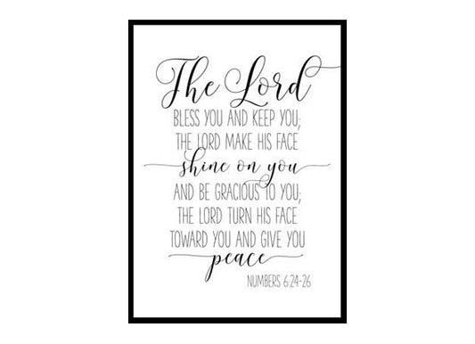 "The Lord bless You And Keep You, Numbers 6:24-46" Bible Verse Poster Print
