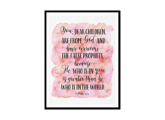 "Greater Is He Who Is In You Than He Who Is In The World, 1 John 4:4" Bible Verse Poster Print