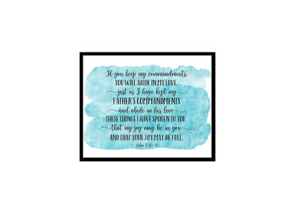"Love One Another , John 15:10-11" Bible Verse Poster Print