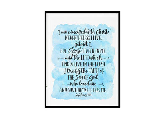 "I Am Crusified With Christ, Galatians 2:20" Bible Verse Poster Print