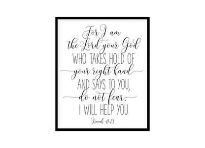 "Fear Not, Isaiah 41:13" Bible Verse Poster Print