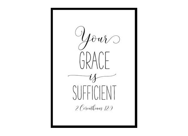 "Your Grace Is Sufficient, 2 Corinthians 12:9" Bible Verse Poster Print